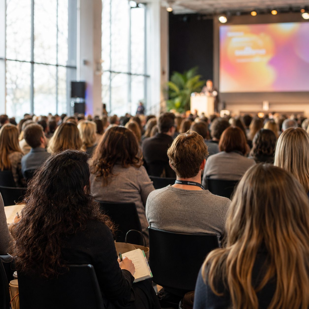 Aufmerksames Publikum bei einem Konferenzvortrag
