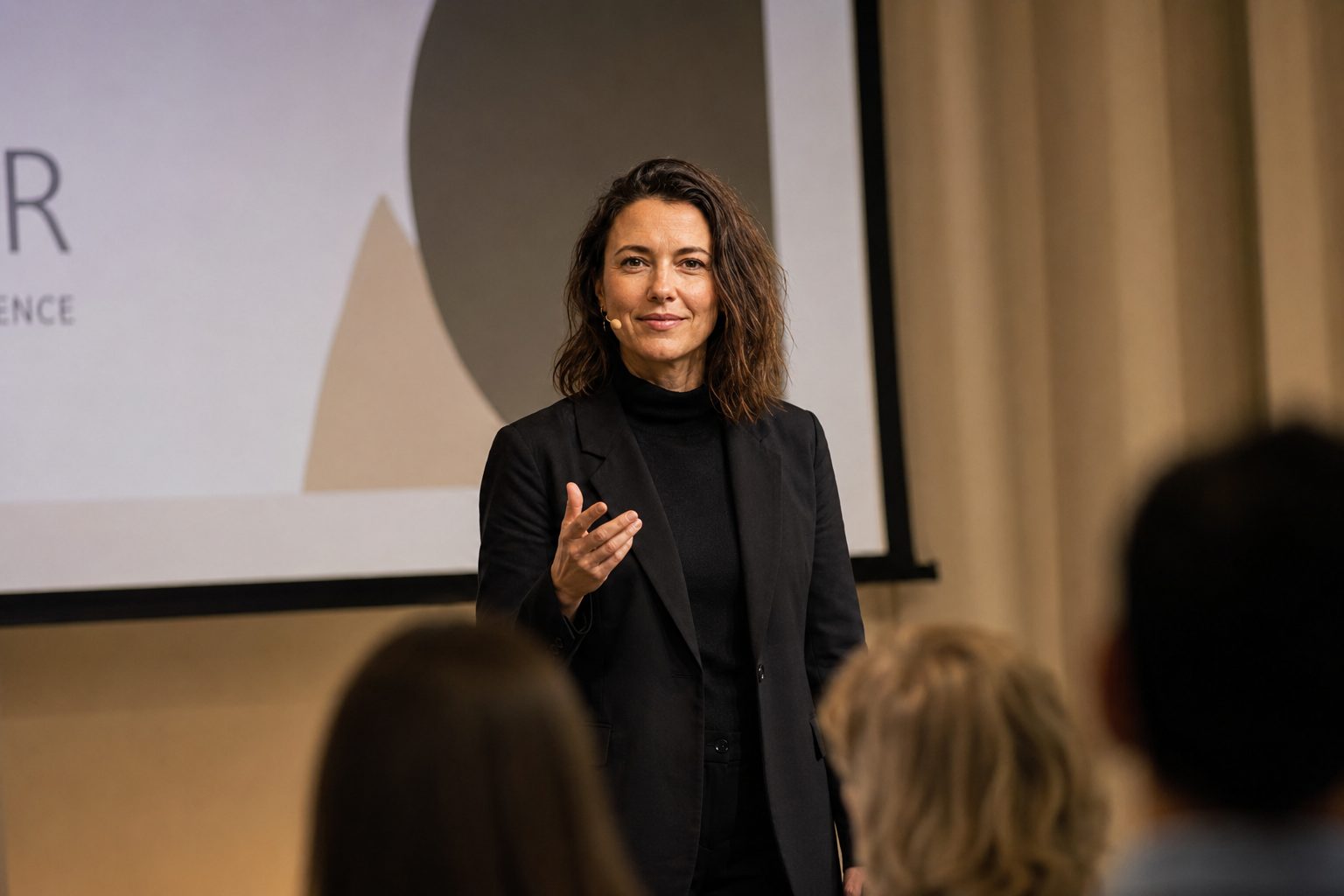 Klara Mivolis hält eine Keynote auf einer Konferenzbühne